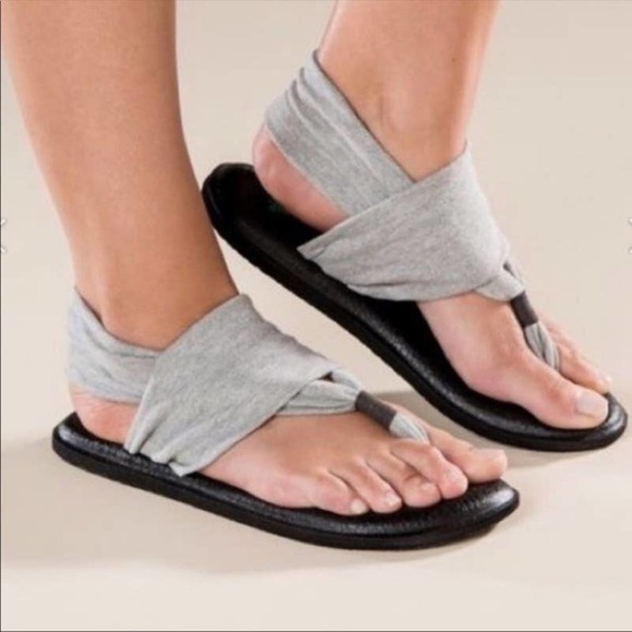 Sanuk Shoes - Sanuk Grey Gray Yoga Mat Sling Comfort Sandals Women’s 9